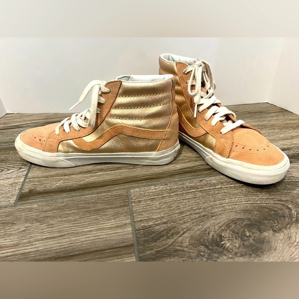 Vans Two Tone Metallic Sk-8 Hi Reissue Rose Gold High Top Sneaker Sz Women's 8.5 - Picture 5 of 14
